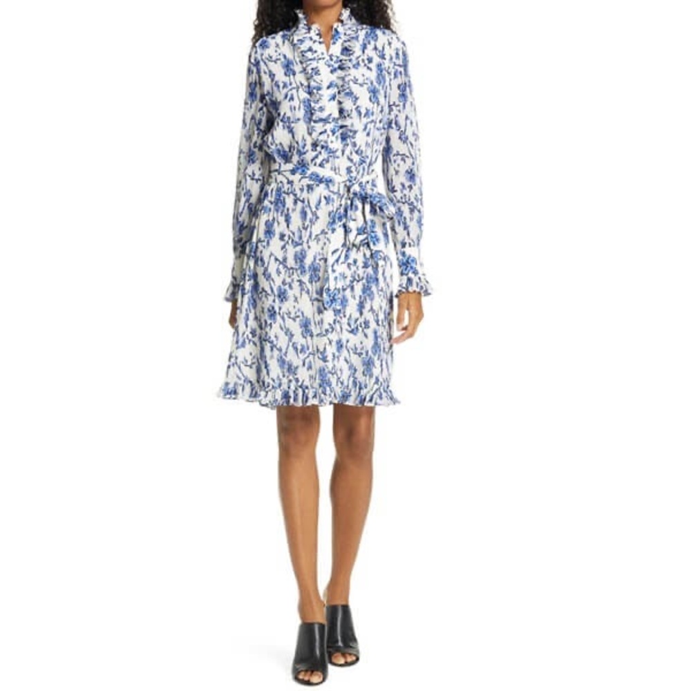 Tory Burch Deneuve Dress Blue Branches size 6 suggested retail $398 brand new